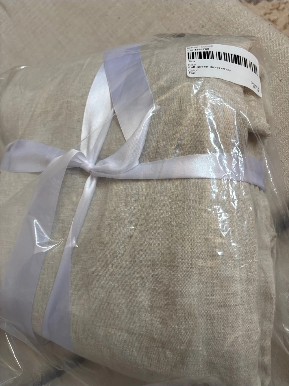 Quince European Linen Duvet Cover Queen Natural Chambray 100% Linen